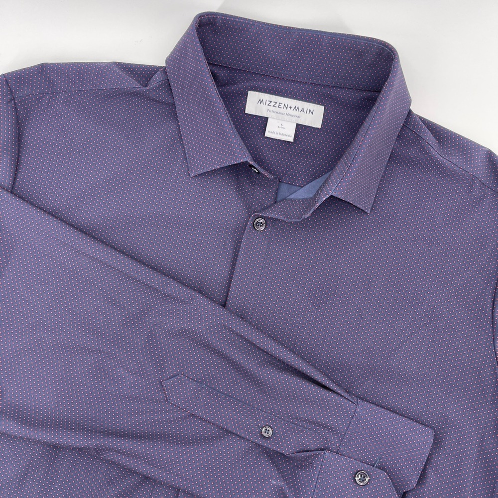 Mizzen+Main Mens Long‎ Sleeve Button Down Shirt Stretch Performance